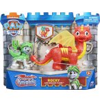 PAT PATROUILLE KNIGHTS RESCU ROCKY ET DRAGON FLAME ROUGE ET JAUNE - FIGURINE CHIEN - PAW PATROL - SPIN MASTER - 20135929