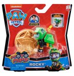 PAT PATROUILLE ROCKY AVEC SAC A DOS ET BADGE - FIGURINE CHIEN - PAW PATROL MOTO PUPS - SPIN MASTER - 20130054