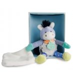 PELUCHE ANE BLEU CHOUPIDOUDOU AVEC MOUCHOIR 18 CM - COFFRET NAISSANCE - DOUDOU ET COMPAGNIE - DC2890