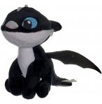 PELUCHE BEBE DRAGON NOIR FLECHE 37 CM YEUX BLEU - PELUCHE LICENCE DRAGONS