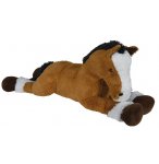 PELUCHE GEANTE CHEVAL COUCHE BRUN 1M10 - ANIMAUX DE LA FERME - NICOTOY