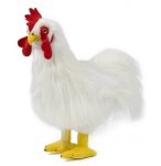 PELUCHE GRAND COQ BLANC 38 CM - ANIMAUX DE LA FERME - LIVING NATURE AN379