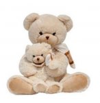 PELUCHE GRAND : OURS ET OURSON BLANC ASSIS 53CM - NICOTOY - 581321