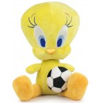 PELUCHE TITI 30 CM AVEC BALLON FOOT - CANARI JAUNE - DOUDOU LICENCE LOONEY TUNES