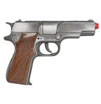 PISTOLET POLICE METAL ARGENT GRIS 8 COUPS GOLD COLLECTION - GONHER - ACCESSOIRE DEGUISEMENT