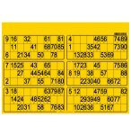 PLAQUE DE 6 GRILLES DE LOTO RIGIDE 1,5MM JAUNE INTENSE - CARTONS LOTO - CARTALOTO