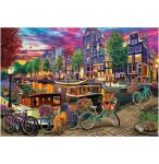 PUZZLE AMSTERDAM : VELO ET VU SUR LE CANAL AU COUCHE DU SOLEIL 6000 PIECES - COLLECTION VILLE PAYS BAS - EDUCA - 20330