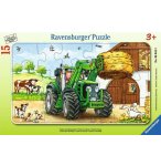 PUZZLE AVEC CADRE - LA FERME LE TRACTEUR ET LES ANIMAUX 15 PIECES - RAVENSBURGER - 060443