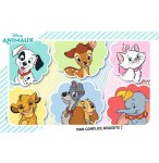 PUZZLE AVEC CADRE LES ANIMAUX DISNEY : ROI LION  - 101 DALMATIENS - DUMBO - CHAT MARIE 15 PIECES - NATHAN - 861453