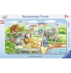 PUZZLE AVEC CADRE - VISITE DES ANIMAUX DU ZOO 15 PIECES - RAVENSBURGER - 061167