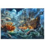 PUZZLE BATEAUX PIRATES ET CREATURES DE LA MER 1000 PIECES - BATAILLE NAVALE - CLEMENTONI - 39777