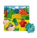 PUZZLE CACHE-CACHE DINOSAURES EN BOIS 6 PIECES FIGURINES - JANOD - J07104 - ENCASTREMENT BEBE