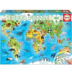 PUZZLE CARTE DU MONDE ANIMAUX 150 PIECES - COLLECTION MAPPEMONDE / GEOGRAPHIE - EDUCA - 18115