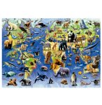 PUZZLE CARTE DU MONDE DES ANIMAUX, ESPECES MENACEES 500 PIECES - PLANISPHERE - EDUCA - 19908