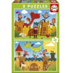 PUZZLE CHATEAU FORT : CHEVALIERS ET DRAGONS - 2 X 48 PIECES - EDUCA - 17151