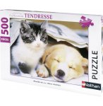 PUZZLE CHIEN ET CHAT : REVEILLE TOI 500 PIECES - COLLECTION TENDRESSE - NATHAN - 87129