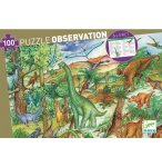 PUZZLE D'OBSERVATION LE MONDE DES DINOSAURES 100 PIECES - LIVRET ET POSTER - DJECO - DJ07424