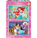 PUZZLE DISNEY : ARIEL LA PETITE SIRENE - JASMINE ET RAJAH - 2 X 48 PIECES - EDUCA - 18213