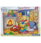 PUZZLE DISNEY AVEC CADRE : WINNIE L'OURSON TIGROU PORCINET ET BOURRIQUET AU COIN DU FEU 15 PIECES - CLEMENTONI