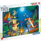 PUZZLE DISNEY AVEC CADRE : WINNIE L'OURSON TIGROU PORCINET ET COCO LAPIN FONT DU CAMPING 15 PIECES - CLEMENTONI