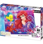 PUZZLE DISNEY LA PETITE SIRENE : ARIEL AVEC CRABE SEBASTIEN ET POISSON POLOCHON 60 PIECES - NATHAN - 86634