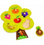 PUZZLE EN BOIS ARBRE GOURMAND 6 PIECES - JANOD - PUZZLE A ENCASTRER - PUZZLE AVEC BOUTONS