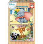 PUZZLE EN BOIS DISNEY : DUMBO ET BAMBI 2 X 16 PIECES - EDUCA - 18079