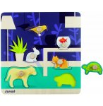 PUZZLE EN BOIS HAPPY ANIMO 6 PIECES - JANOD - PUZZLE A ENCASTRER AVEC BOUTONS - J07007