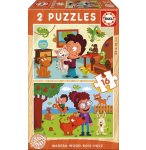 PUZZLE EN BOIS LES ENFANTS ET LES ANIMAUX DE COMPAGNIE 2 X 16 PIECES - EDUCA - 17618