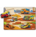 PUZZLE EN BOIS LES TRAVAUX PUBLICS : VEHICULE DE CHANTIER - 6 PIECES - EICHHORN - PUZZLE A ENCASTRER - PUZZLE AVEC BOUTONS