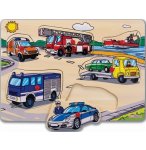 PUZZLE EN BOIS LES VEHICULES - 6 PIECES - EICHHORN - PUZZLE A ENCASTRER - PUZZLE AVEC BOUTONS