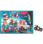 PUZZLE EN BOIS MUSICAL SPACE MOTION 7 PIECES - JANOD - PUZZLE A ENCASTRER AVEC BOUTONS - J07073