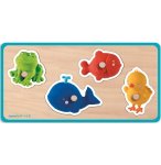PUZZLE EN BOIS QUADRINIMO - 4 PIECES - JANOD - PUZZLE A ENCASTRER ANIMAUX - PUZZLE AVEC BOUTONS