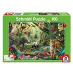 PUZZLE FAUNE COLOREE DANS LA JUNGLE 100 PIECES - ANIMAUX SAUVAGES - SCHMIDT - 56485