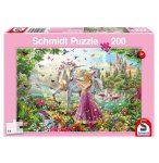 PUZZLE FEE AVEC LICORNE BLANCHE DANS LA FORET - 200 PIECES - SCHMIDT