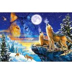 PUZZLE HURLEMENT DES LOUPS DANS LA FORET LA NUIT 1000 PIECES - COLLECTION ANIMAUX SAUVAGES