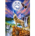 PUZZLE HURLEMENTS DU LOUP ARCTIQUE AU BORD DE LA RIVIERE NUIT DE PLEINE LUNE 1500 PIECES - COLLECTION ANIMAUX SAUVAGES