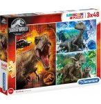 PUZZLE JURASSIC WORLD - DINOSAURE T-REX - TRICERATOPS VELOCIRAPTOR 3 X 48 PIECES - DINO - CLEMENTONI - 25250