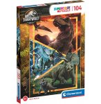 PUZZLE JURASSIC WORLD - DINOSAURE T-REX - VELOCIRAPTOR - TRICERATOPS - 104 PIECES - COLLECTION DINO - CLEMENTONI - 27181