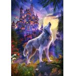 PUZZLE L'APPEL DU LOUP AU CLAIR DE LUNE ET LE CHATEAU 1000 PIECES - COLLECTION ANIMAUX SAUVAGES ET PAYSAGE