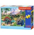 PUZZLE LA VALLEE DES DINOSAURES TRICERATOPS ET BRACHIOSAURE 120 PIECES - COLLECTION ANIMAUX PREHISTORIQUE DINO - CASTORLAND