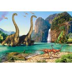 PUZZLE LAGON AUX DINOSAURES VELOCIRAPTOR MOSASAURUS ET BRACHIOSAURE 60 PIECES - COLLECTION ANIMAUX PREHISTORIQUE DINO - CASTORLAND
