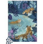 PUZZLE LE BAIN DES TIGRES AU CLAIR DE LUNE 1000 PIECES - ANIMAUX DE LA JUNGLE - JANOD - J02511