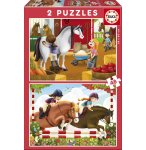 PUZZLE LES FILLETTES SOIGNENT LES CHEVAUX - 2 X 48 PIECES - EDUCA - 17150