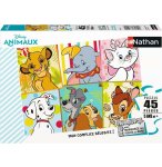 PUZZLE LES HEROS DISNEY 101 DALMATIENS - ROI LION - BAMBI - BELLE CLOCHARD : 45 PIECES - NATHAN - 86474