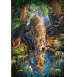 PUZZLE LOUP BOIT DANS LA RIVERE DE LA FORET - 1500 PIECES COLLECTION ANIMAUX SAUVAGES - CASTORLAND