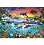 PUZZLE MONDE SOUS MARIN : DAUPHIN TORTUE ORQUE 300 PIECES - COLLECTION OCEAN - CASTORLAND