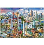 PUZZLE MONUMENTS ET SYMBOLES D'AMERIQUE DU NORD, USA 1500 PIECES - COLLAGE ETATS-UNIS - EDUCA - 17670