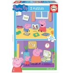 PUZZLE PEPPA PIG : PEPPA LE COCHON FAIT DE L ORDINATEUR / DANS SA CHAMBRE 2 X 20 PIECES - EDUCA - 18087