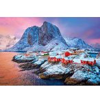 PUZZLE SCANDINAVE : VILLAGE HAMNOY 500 PIECES - COLLECTION PAYSAGE NORVEGE - MONTAGNE - CLEMENTONI - 35144